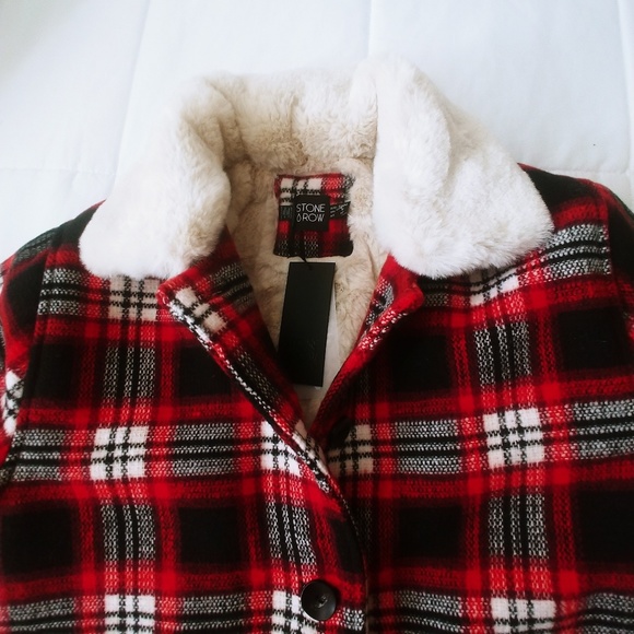 Volcom Stone Plaid Faux Fur Winter Coat/Jacket - Picture 2 of 7